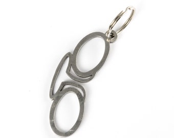 Pince-nez glasses keychain, steel keyring