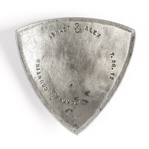 Iron gift 6th anniversary, personalized small triangle dish, hand forged image 2