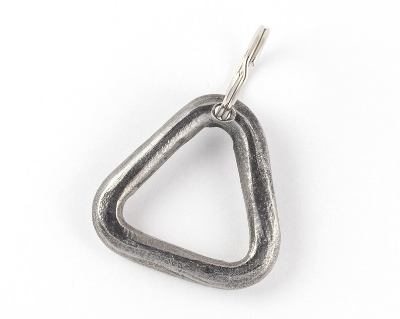 Triangle iron keychain hand forged image 5