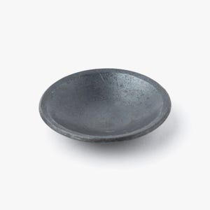 Tiny black ring dish, little metal bowl for small items & jewelry, hand forged, round trinket storage