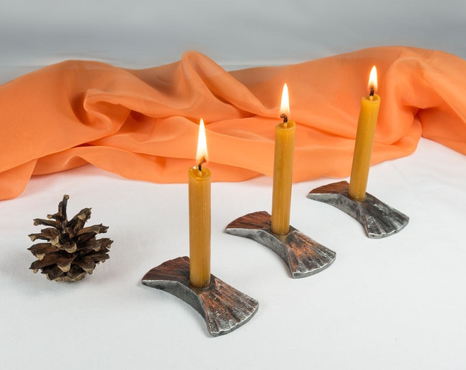 Hand Iron Candle Holders Set of 3 Blacksmith Made Etsy