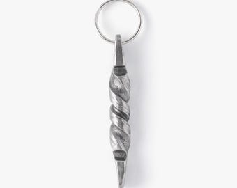 Twisted iron keychain handforged, blacksmith made keyring