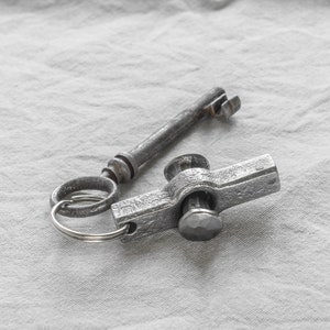 Iron Keychain Hand Forged, Blacksmith Made Keyring - Etsy