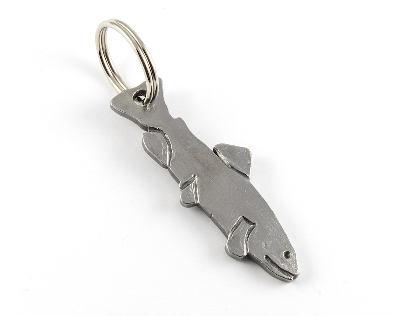 Trout keychain, steel keyring, gift for fisherman, fisherwoman image 1