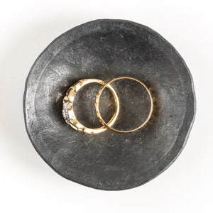 Black ring dish, hand forged iron ring bowl image 2