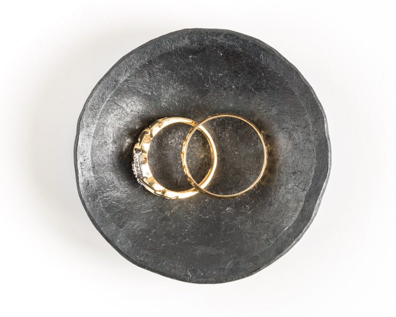 Black ring dish, hand forged iron ring bowl image 2