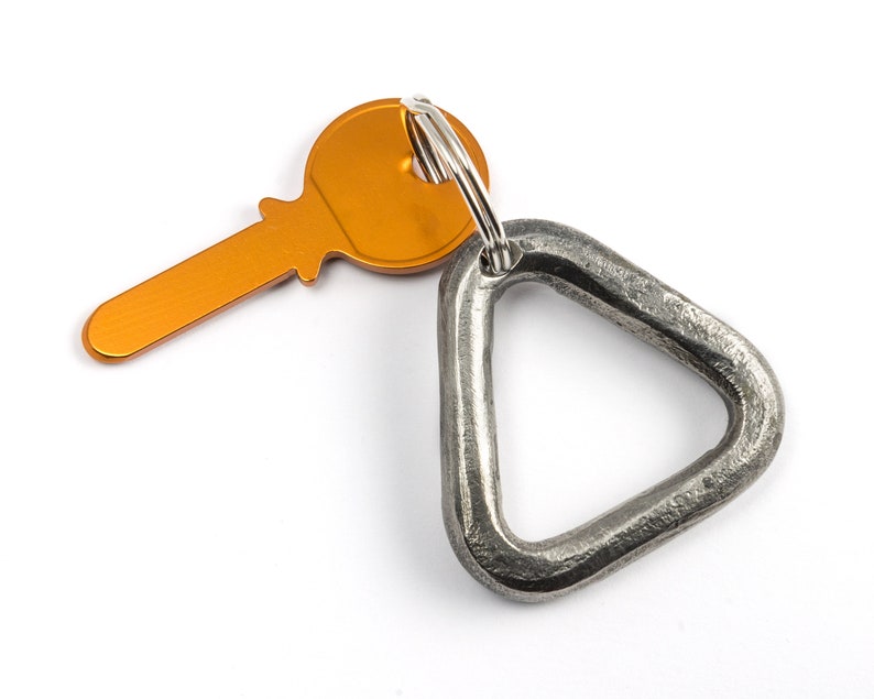 Triangle iron keychain hand forged image 2