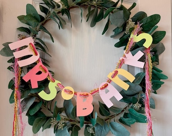 Personalized Pastel Rainbow Name Garland: Handmade Paper Banner