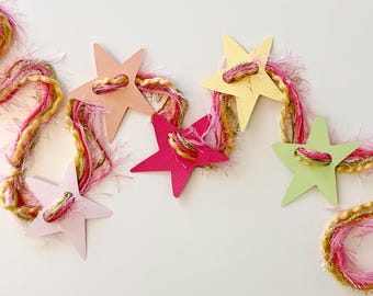 Rainbow Star Garland, Nursery Decor, Playroom Decor, Classroom Decor, Party Banner, Whimsical Hanging Stars, Handmade Star Garland