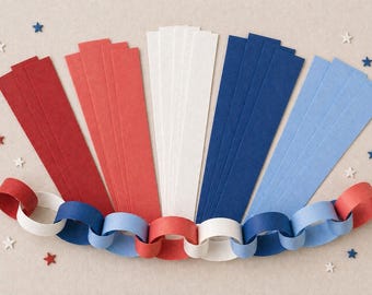 Red White Blue Paper Chain Garland Kit, DIY Patriotic Decor, 4th of July Kids Craft, Memorial Day Party Decor, Summer Garland