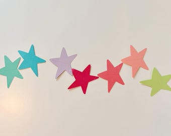 Modern Pastel Star Garland, Rainbow Paper Star Banner, Nursery Decor, Birthday Party Garland, Classroom Decor, Playroom Wall Hanging