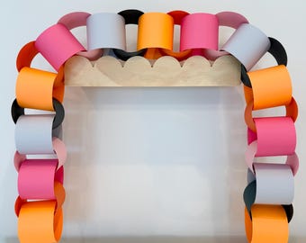 Pink Halloween Paper Chain Garland Kit, Orange & Gray Party Decor, DIY Kids Craft, DIY Party Decoration