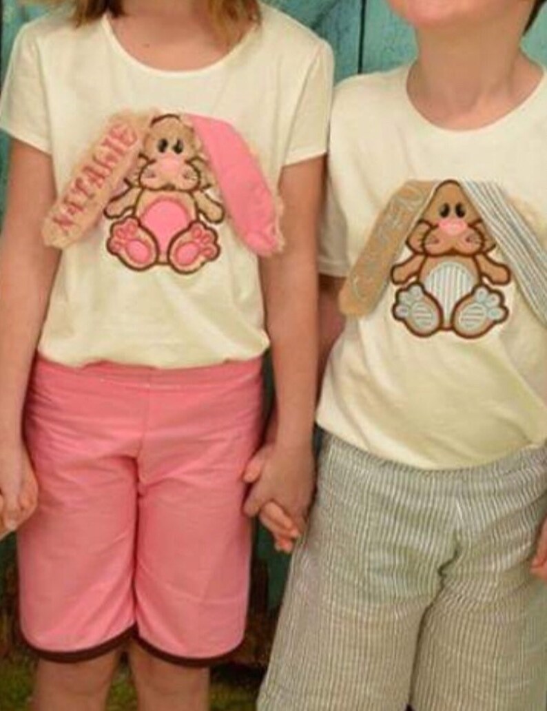 Our Favorite Floppy 3d bunny top Custom Spring Seersucker Embroidery Boutique Easter