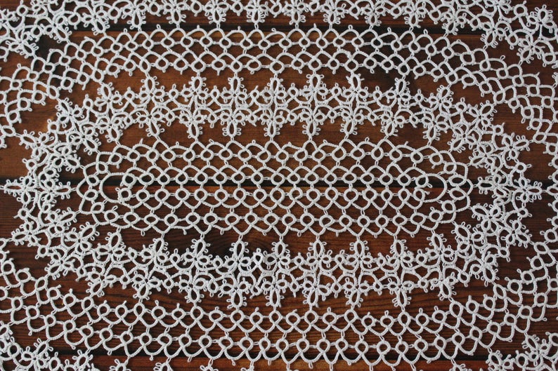 Tatted lace oval doily image 5