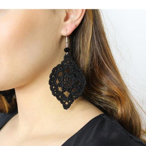 black crochet earrings
