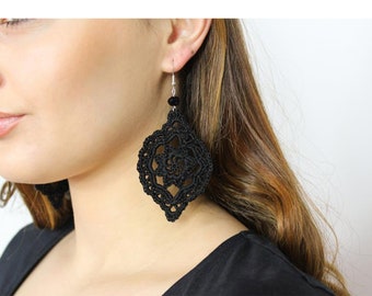 black crochet earrings