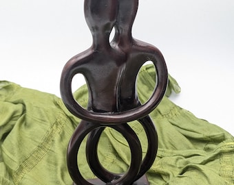 Abstract Embracing Couple Sculpture Calcium Resin Modern Love Art
