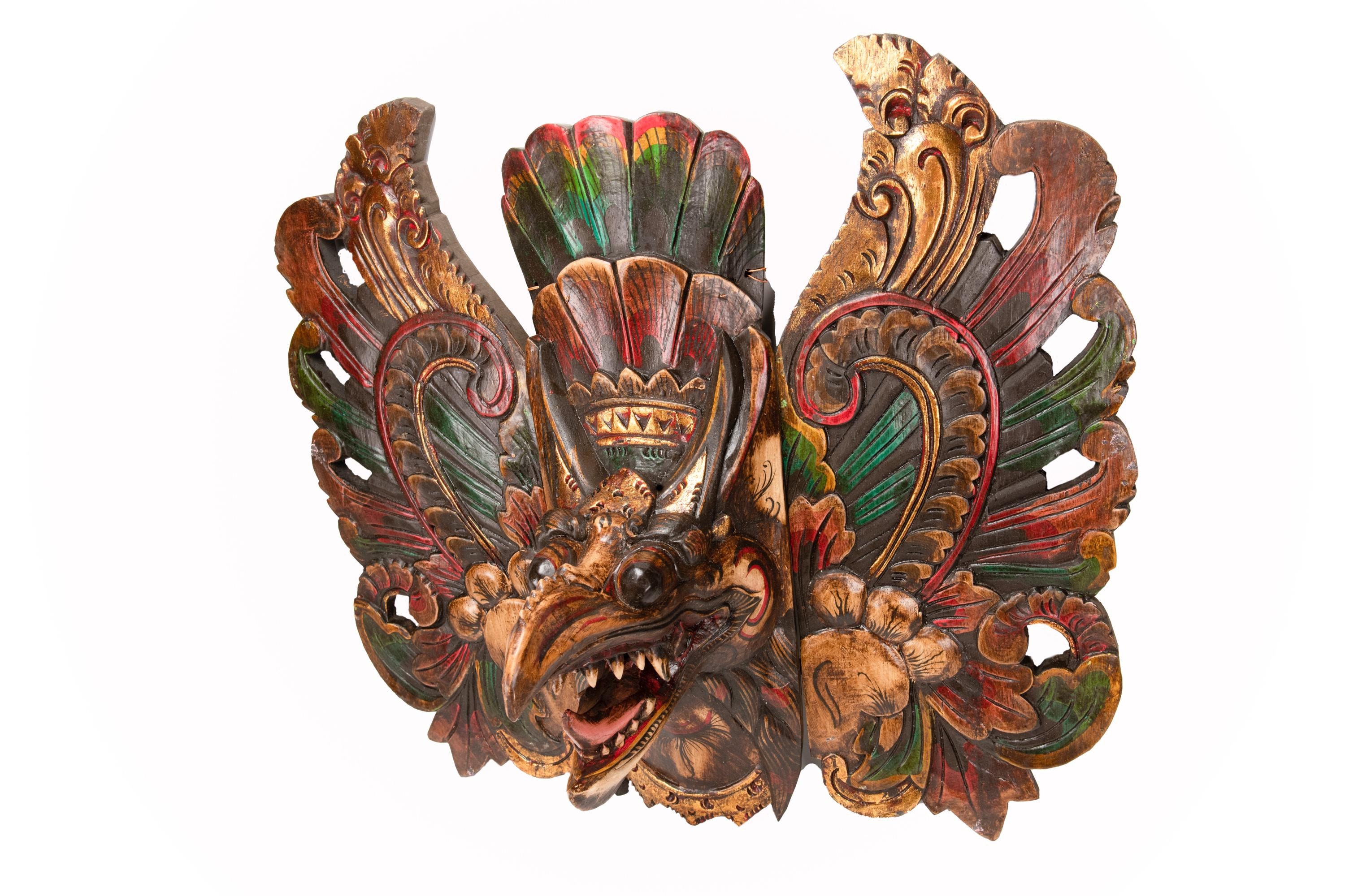 Hand Carved and Painted Barong Mask /wings Hand Carved and Painted Barong Mask /wings