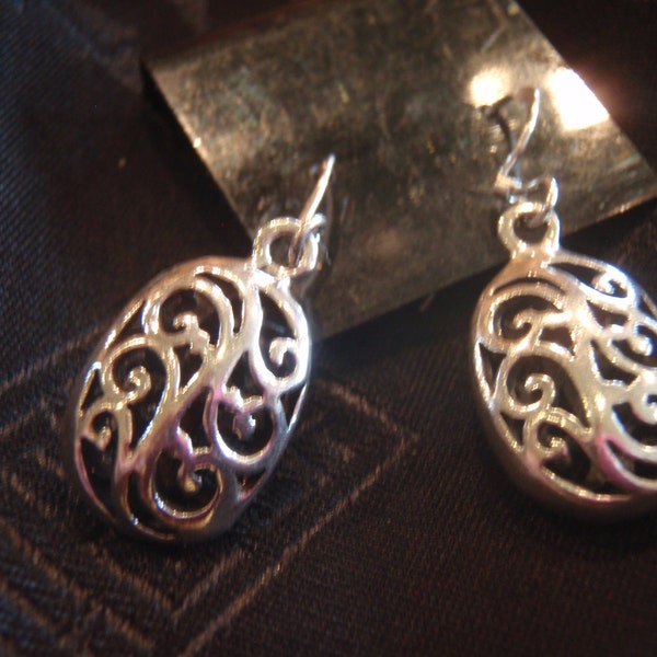 Sterling silver, hand crafted dangle earrings from Bali.