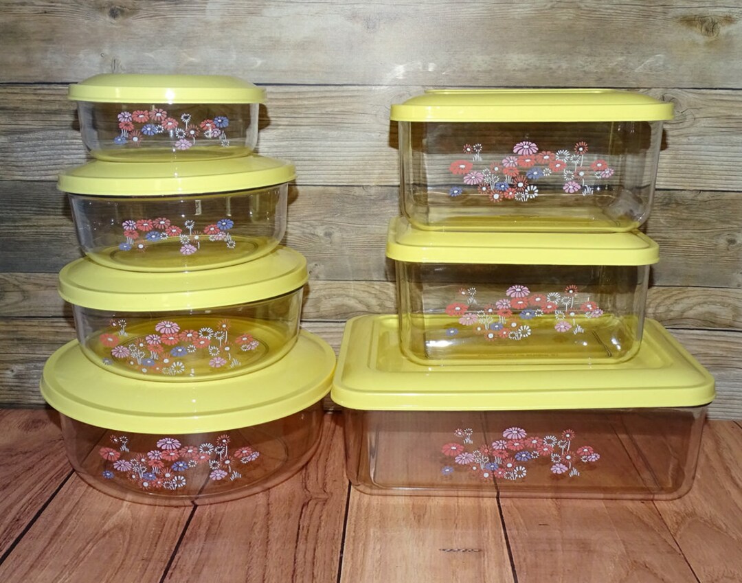 Vintage Retro Kitchen Storage Containers Set of 7 by Etsy