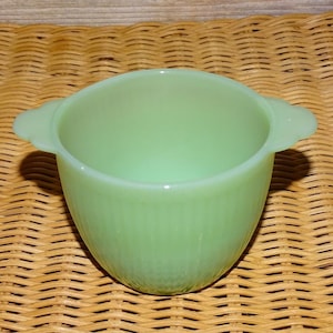 Vintage Fire King Jane Ray Jadeite Green Ribbed Open Sugar Bowl No Lid 1940s