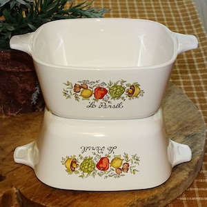 Vintage, Corning Ware, Spice of Life, Le Persil ,Casserole Dish, Lot of 2, P-43-B, Corning Bakeware, Corningware, Corning Glassware, USA
