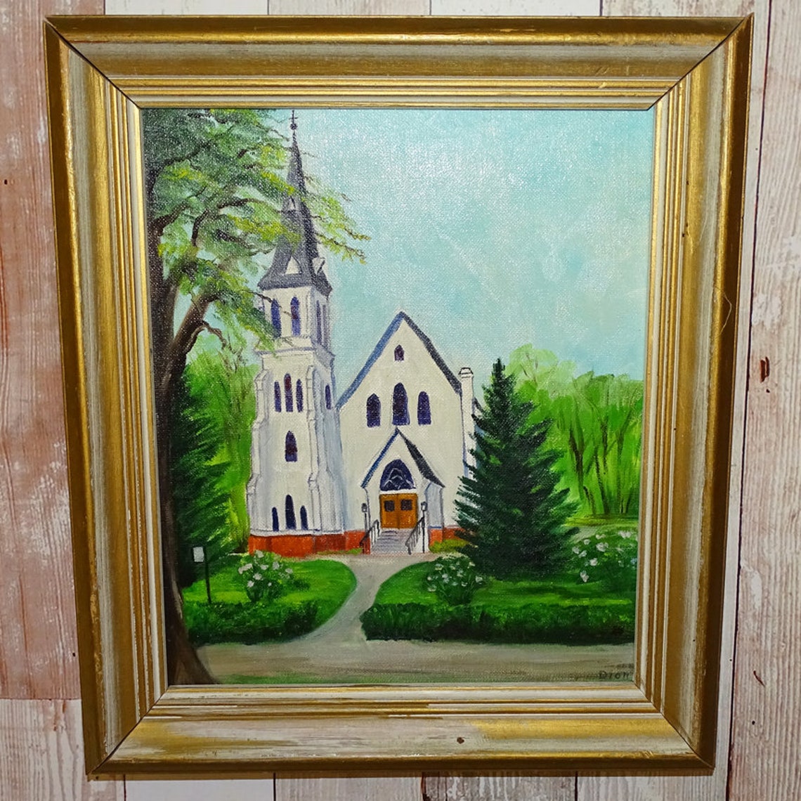 1977 Primitive Church Oil Painting Signed DION Holy Trinity Etsy