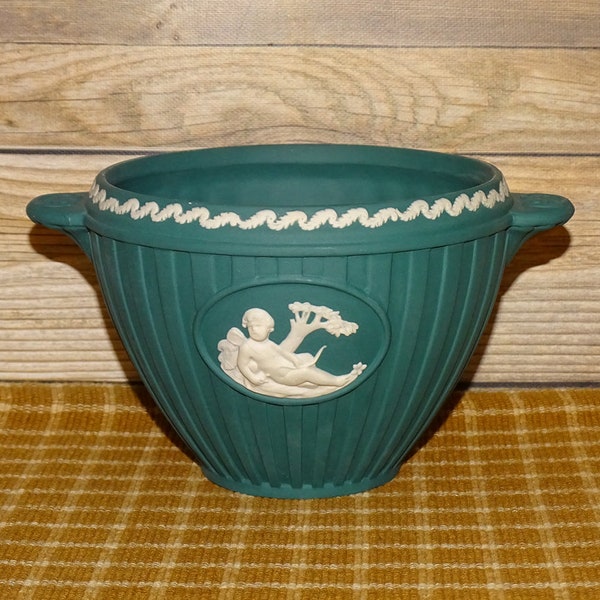 Vintage Wedgwood Jasperware Planter Bowl Pot Teal Blue Green 4.5x3.5 Made in England