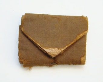 Victorian Sewing Roll Up Needle Pin Case Brown Blue Silk Hand Stitched Wool Pages