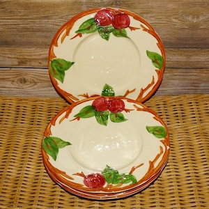 Vintage Franciscan Apple 6 1/4” Bread Butter Dessert Plate Set of 4 Hand Painted USA