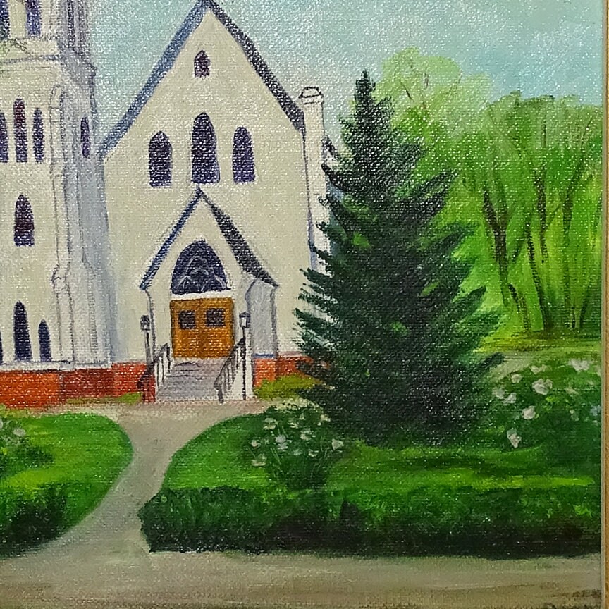 1977 Primitive Church Oil Painting Signed DION Holy Trinity Etsy