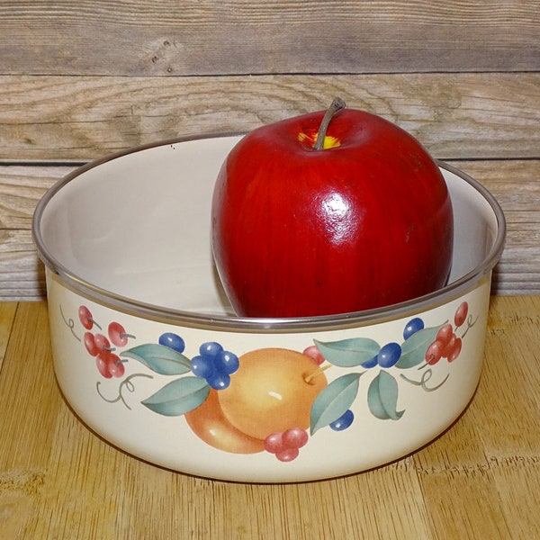 Corning Ware,Abundance, Corelle Coordinates, by Lincoware, Metal Enamel, Mixing Serving Bowl, 5.75 Inch, Abundance Metal Bowl, Fruit Design