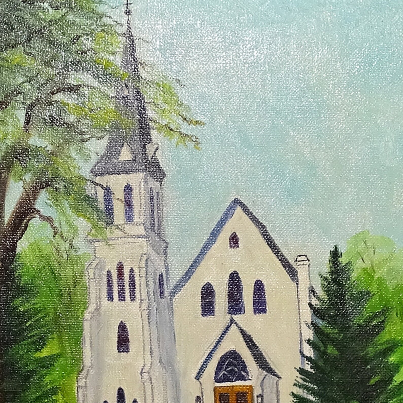 1977 Primitive Church Oil Painting Signed DION Holy Trinity Etsy