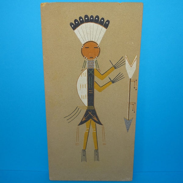 Navajo YEI Sand Painting Signed David V. Lee 8x16 Native American Wall Art