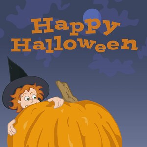 Pumpkin Witch Halloween Greeting Card