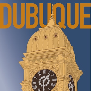 Dubuque Iowa Town Clock Art Print and Wall Decor
