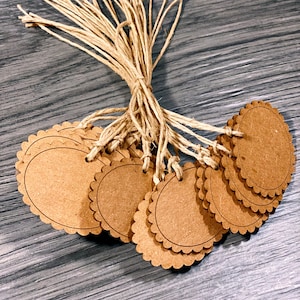 Etichette Kraft, etichette ovali per sacchetti regalo per le feste, etichette pesanti per regali, etichette rustiche per bomboniere e prodotti al dettaglio