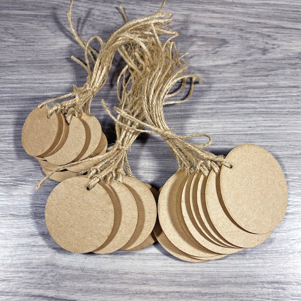 Round Kraft Hang Tags, Blank Retail Price Tags, Gift and Thank You Tags, Heavy Weight Gift Tags