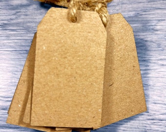 Kraft Hang Tags: Heavy Weight Beveled Brown Gift Tag with Twine