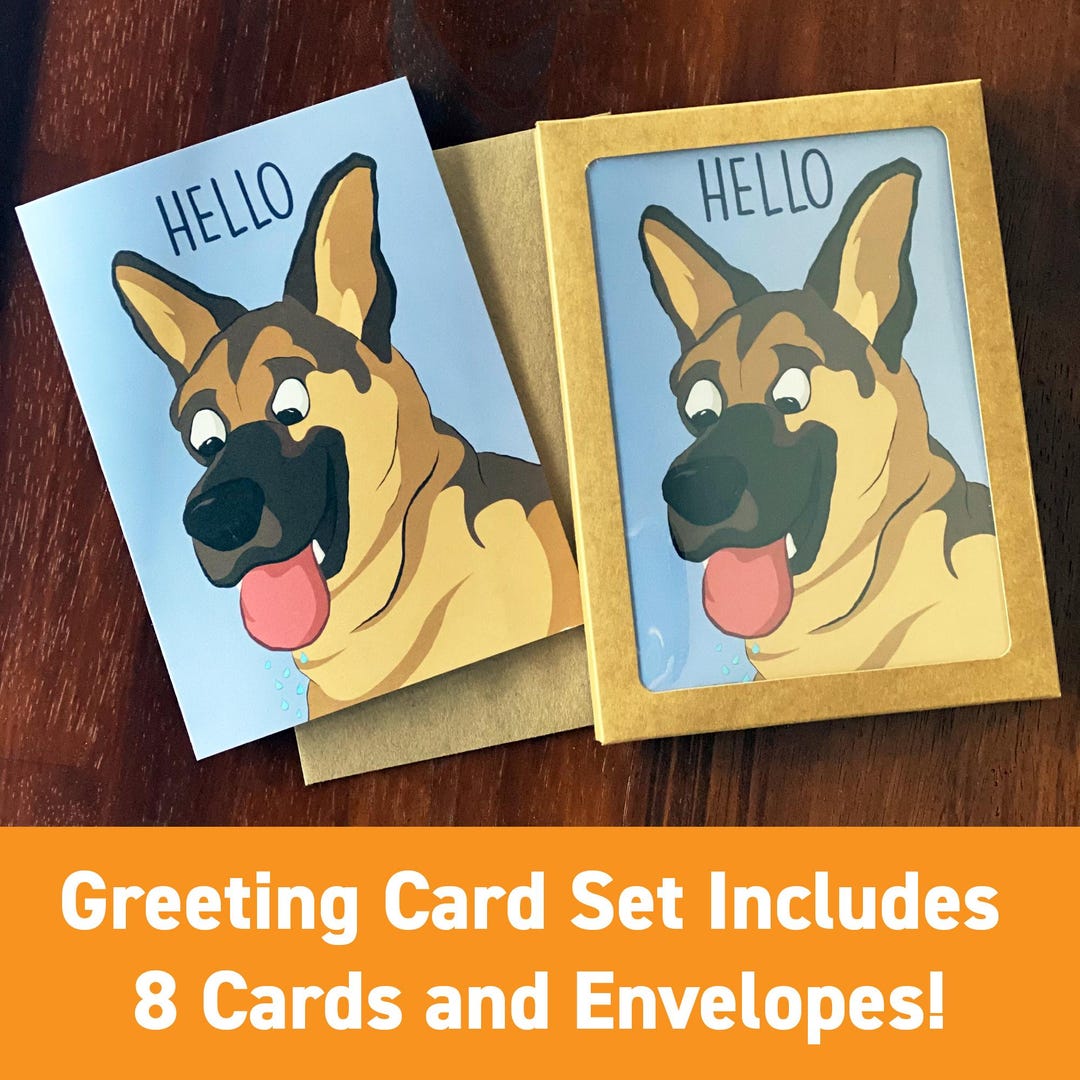 German Shepherd Hello Note Card and Friendship Cards 5 X 7 - Set of 8 ...