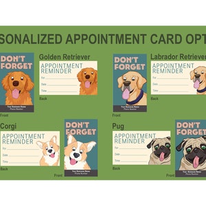 Cute Dog Personalized Grooming Appointment Cards, Perfect for Business, Groomers, and Vet Offices, Dog Appointment Reminder Cards, 100 cards