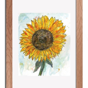 Bright Yellow Sunflower Art Print: Friendship Wall Art, Office Wall Decor