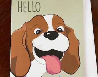 Cute Beagle Greeting Card, Best Friend Note Card, Long Distance Friendship Card, Pet Sitter Thank You Gift
