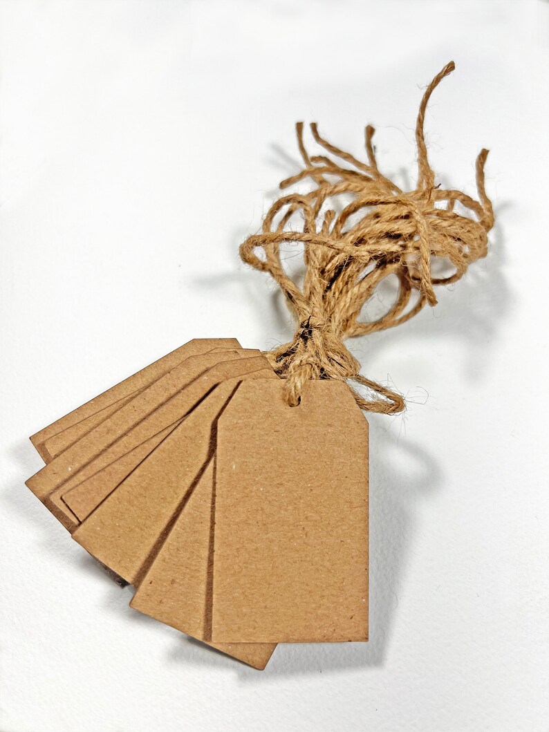 Kraft Hang Tags: Heavy Weight Beveled Gift Tag With Twine - Etsy