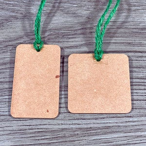 Kraft Geschenkanhänger, unbedruckte Preisanhänger, Geschenkanhänger und Dankeschön mit grüner Schnur, schwere Geschenkanhänger
