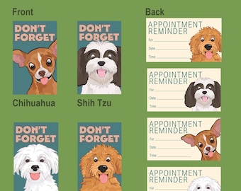 Dog Grooming Appointment Reminder Cards, Matte – Vet, Groomer Business