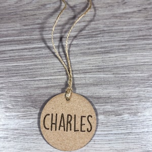 Étiquettes volantes Kraft personnalisées, étiquettes de prix de détail personnalisées, étiquettes de détail gravées avec nom et logo personnalisés, étiquettes-cadeaux de cercle de poids lourd de 2 po