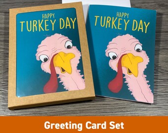 Funny Thanksgiving Cards: Happy Turkey Day Card, Set of 8