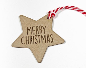 Merry Christmas Hang Tags, Laser Engraved Merry Christmas Gift Tags, Stars  Heavy Weight Gift Tags, Christmas Star Gift Tags