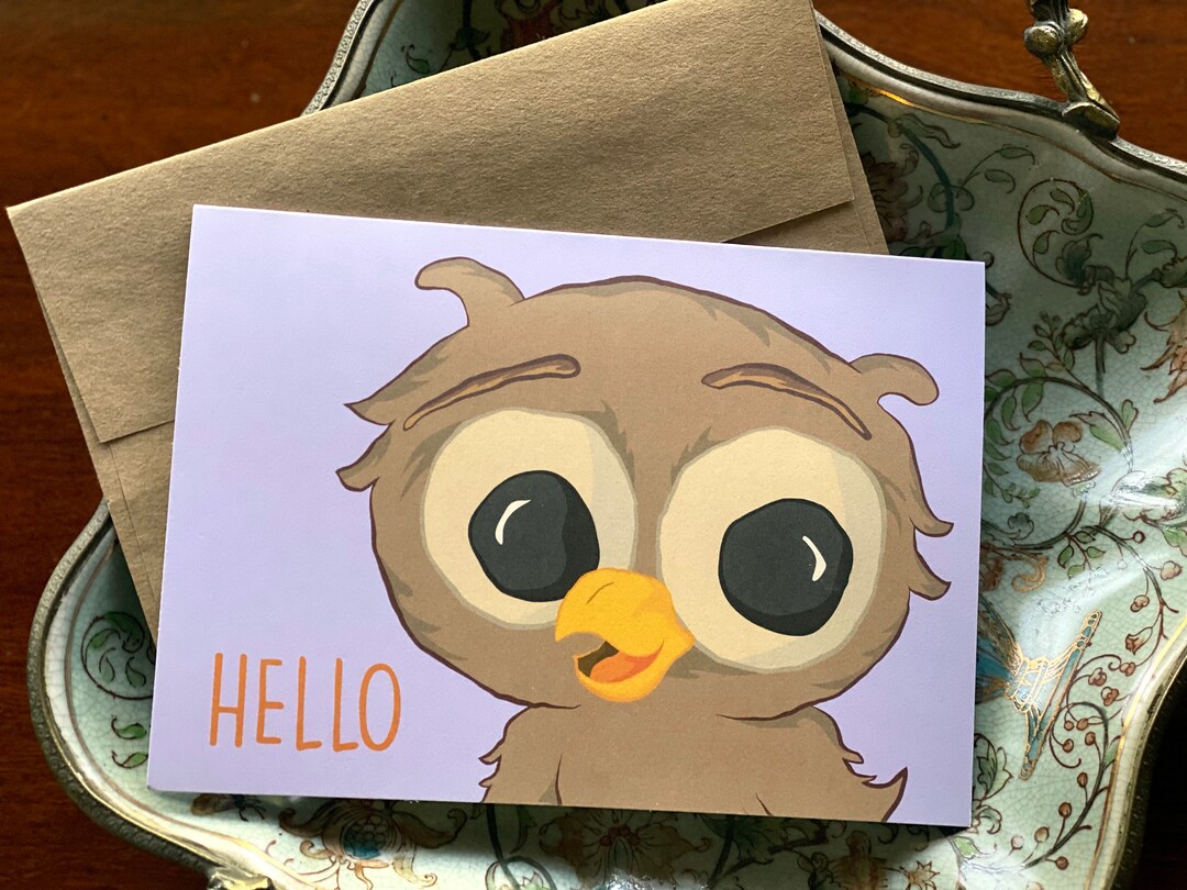 Baby Owl Greeting Card, Thinking of You, Hello Card - Etsy